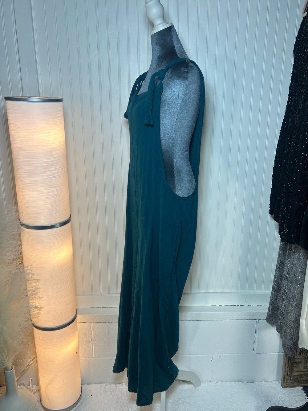 Teal Tie-Shoulder jumpsuit cotton - Picture 3 of 6